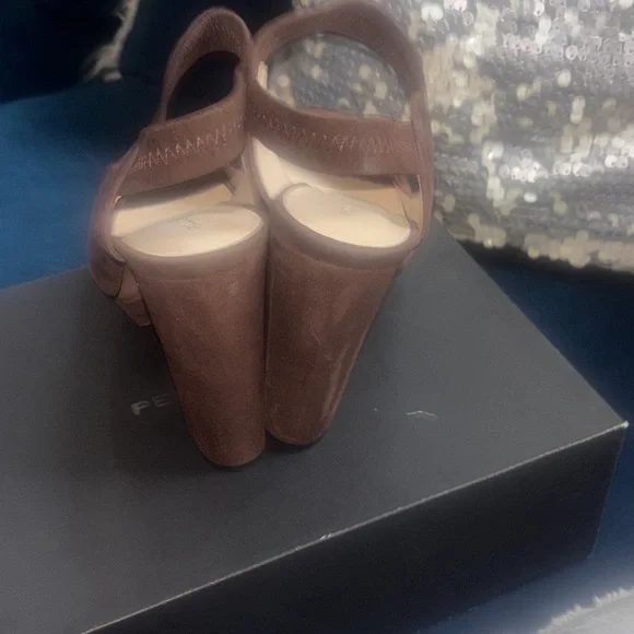 Pelle Moda Dark Brown Peep-Toe Heels - Picture 9 of 12